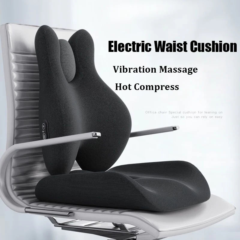 Memory Foam Electric Massage Waist Pad /Chair Cushion Set Hot Compress Relieve Soreness for Car Office Home Orthopedic Pillow